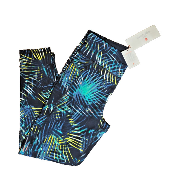 Sweaty Betty Zero Gravity Pocket Leggings Medium 7/8 Black Neon Tropical NWT - Picture 3 of 9